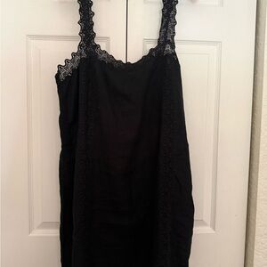 J. Crew Elegant Black linen shift lace trim 14